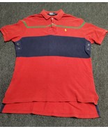 VTG Polo Ralph Lauren Shirt Men XL Red Wide Striped Golf Golfer Pony 90s - £17.61 GBP