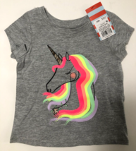 Cat &amp; Jack Girl&#39;s Heather Gray Unicorn Short Sleeve T-Shirt Size 12M - £9.59 GBP