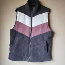 Staccato Puffer Vest Womens Size Large Colorblock Chevrons Winter Vest Pockets - £14.93 GBP