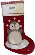 Pottery Barn Kids Quilted Juggling Penguin Christmas Stocking Monogrammed LUCAS - £23.70 GBP