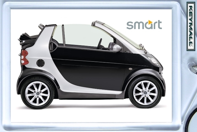 KEYTAG BLACK &amp; SILVER SMART FORTWO PASSION CABRIO KEYCHAIN LLAVERO NEW P... - $19.95