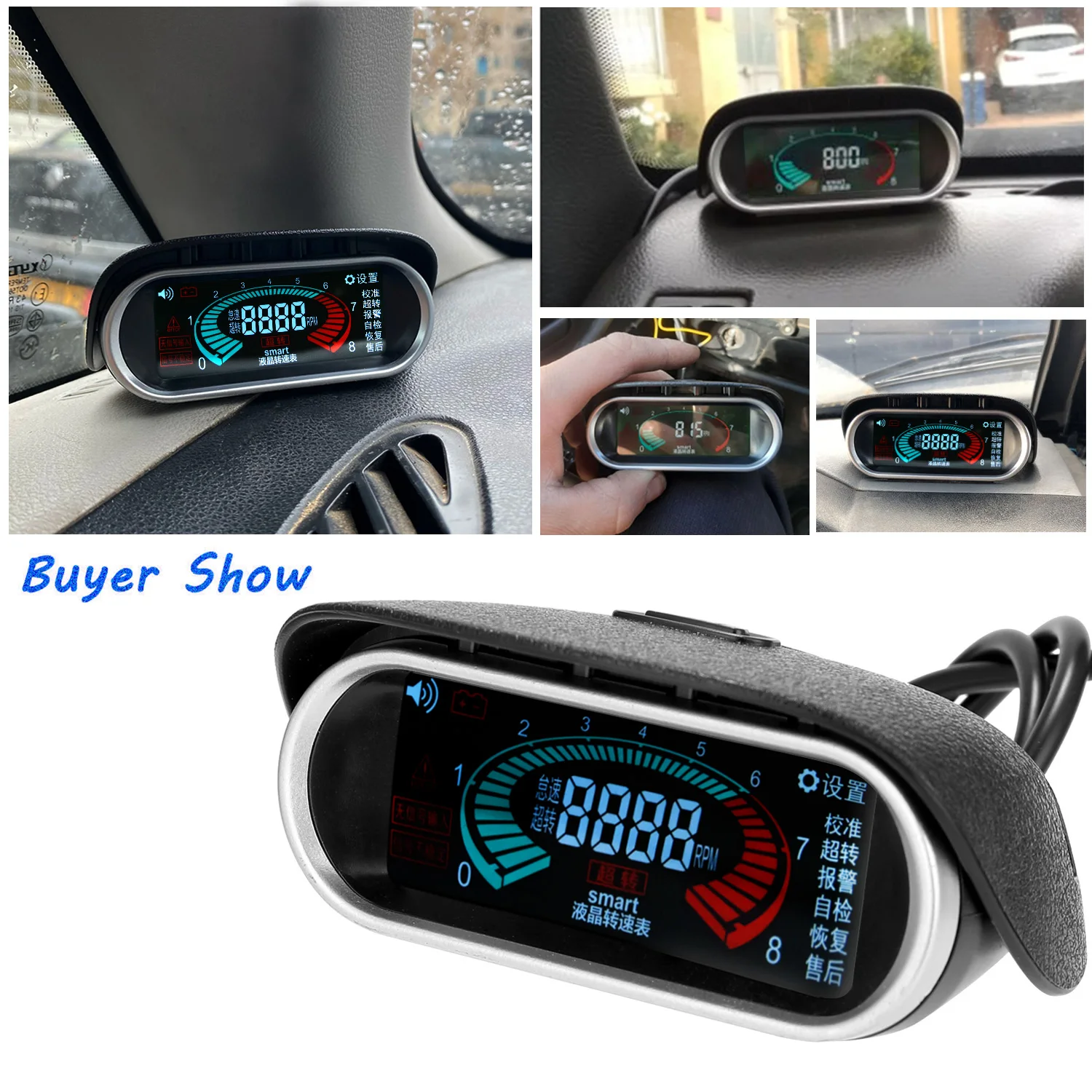 Auto Tachometer Smart Digital LCD Gauge 0-9999 RPM Meter Tachometer Diesel - £19.27 GBP