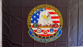 AMERICAN WARRIORS 3x5&#39; FLAG  W/EAGLE IN/OUTDOOR  100D POLYESTER QUALITY-NEW - $10.90