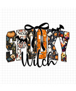 Spooky Witch PNG, Floral Halloween Witch PNG, Cute Halloween PNG, Fall V... - $2.50