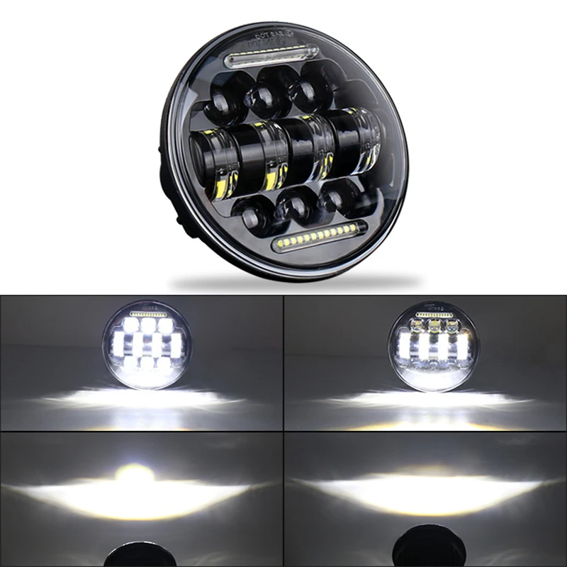Motorcycle 5.75INCH LED Projector DRL Headlight 883 5-3/4&quot;  Harley White Halo Ri - £276.77 GBP