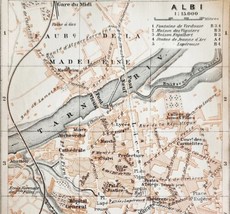 Map Albi Southern France Rare 1914 Lithograph WW1 Street Mini Sheet DWAA20B - £31.63 GBP