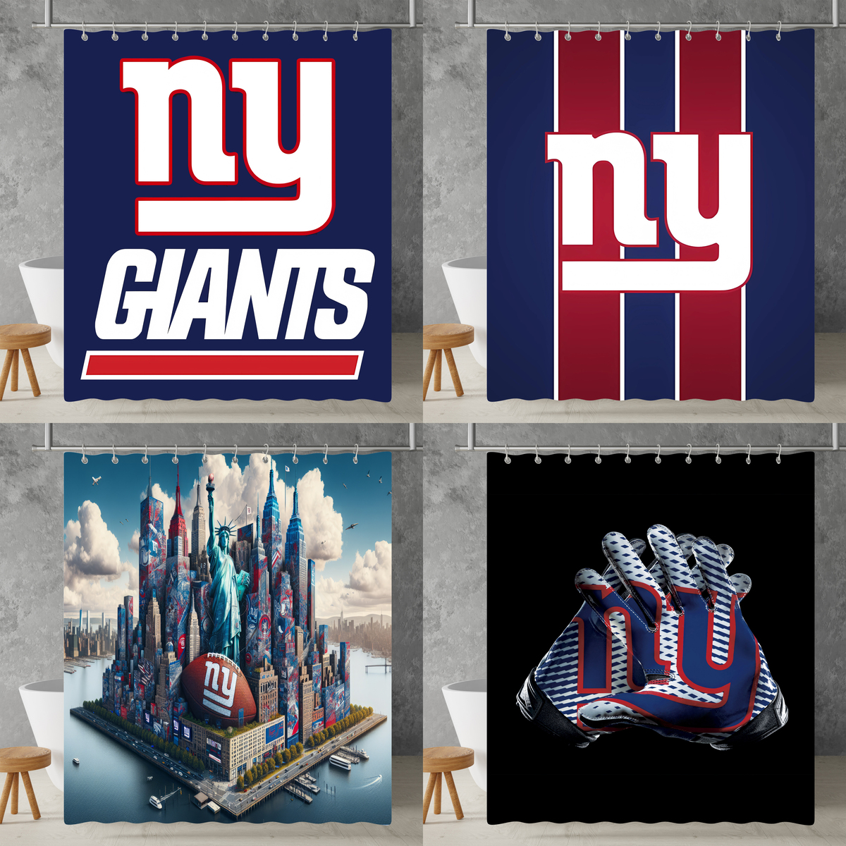 Modern New York Giants Custom Waterproof Polyester Shower Curtain 4 Size - $30.00+ Modern New York Giants Custom Waterproof Polyester Shower Curtain 4 Size - $30.00+