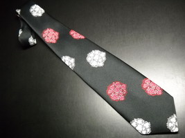 Givenchy Gentlemen Paris Neck Tie Black with Red and White Blooms - £8.71 GBP