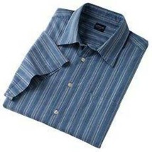 Mens Sport Shirt Arrow Blue Striped Short Sleeve Button Front $38 NEW-size S - £12.46 GBP