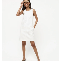 J Crew Denim Shift Dress Jumper w/ Pockets | White | Sz 4 NEW - £31.65 GBP