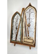 Wooden Cathedral Arch Metal Scroll Windows 2&amp;3&#39; Tall Shabby Farmhouse Sa... - $247.49
