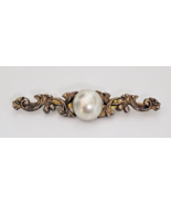 Faux Pearl Gold Tone Ornate Vintage Collar Victorian Style Brooch Pin Je... - £7.96 GBP