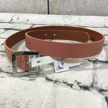 Womens Belt Size S Orange Coral Silver-Tone Buckle Bonded Leather NWT - £3.90 GBP
