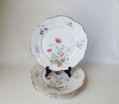 Hutschenreuther 8940 Sylvia Shape Porcelain Dinner Plates Pastel Wildflowers (4) - £38.93 GBP