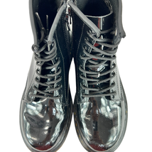 Dr. Martens Girls 1460 Patent Leather Boots Black Size 3 Lace Up Zipper Goth - £62.21 GBP