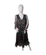 Band of the Free Floral Paisley Midi Dress Sheer Long Sleeve Cutout Back... - $49.12 CAD