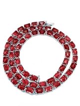 Red Garnet Tennis Mens Chain Necklace Natural Garnet Mens Tennis Necklac... - $336.59