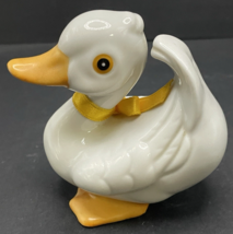 #1414 Homco White Duck with White Ribbon Ceramic Duck - $4.95