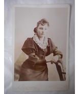 Vtg Cabinet Card Woman Black/White by Leonard in Richland Center Wis 6 1... - £13.99 GBP