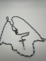 Vintage Blue Pearlescent Rosary 28” Loop - £17.13 GBP