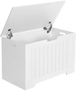 Wooden Box, 2 Safety Hinges, Lift-Top Storage Chest, Vasagle, White Ulhs... - £67.61 GBP