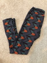 LuLaRoe OS Leggings Chevron Pattern Unicorn Buttery Orange Green Gray Arrow #281 - $12.19