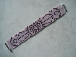 Bracelet: Pink Mandala, Peyote Stitch, Tube Clasp - $39.00