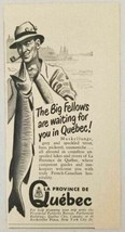 1950 Print Ad La Province de Quebec Fishing Man Holds Large Musky - £6.52 GBP