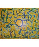 Painting Original Egyptian Morning Sun Signed Art Abstract Geometric Modern - $39.10