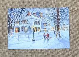 Jess Hager Winter Frolic Holiday Christmas Card Boys Pulling Sleds In Snow - £10.98 GBP