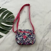 Kipling Small Cross Body Purse Bag Blue Pink Abstract Floral Nylon Blend... - $32.66