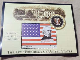 11th President James K. Polk $100 Stamp Liberia Mystic Stamp Company - €0,85 EUR