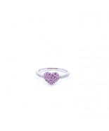 Pavé Pink Sapphire and Round Brilliant Diamond Heart Ring 14K White Gold - £1,188.70 GBP
