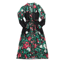 NWT By Anthropologie Midi Shirt Dress in Black Floral Motif Belted Midi S - £85.77 GBP