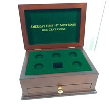 PCS Stamps &amp; Coins America&#39;s First One-Cent P Mint mark Wood Display Sto... - £38.36 GBP