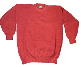 Alpakaandmore Mens 100% Baby Alpaca Wool Sweater Jumper (X-Large, Red) - £147.11 GBP