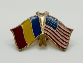 American Flag and Flag of The Netherlands Vintage Lapel Pin 1&quot; - $4.94