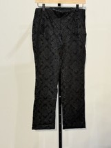 Chico&#39;s Women&#39;s Black Damask Mid Rise Pull On Straight Leg Pants Career ... - $19.25