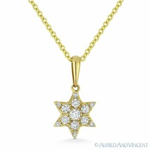 0.15 ct Round Cut Diamond 14k Yellow Gold Star of David Pendant &amp; Chain Necklace - £455.54 GBP