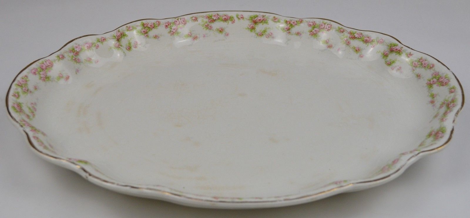 Primary image for Vintage Homer Laughlin China Hudson Pink Floral Pattern Oval Serving Platter 15"