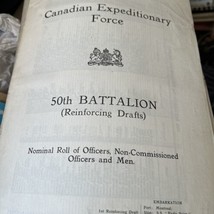 Canadian Expeditionary 50TH  Battalion R Drafts Roll Officers Non-Comm 1915 - £37.23 GBP