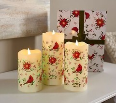 Temp-tations Set of 3 Fiberoptic Flameless Candles in Poinsettia - £155.06 GBP