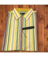 Domani Platinum Y2K Button Down XL Multi Color Striped NWT - $13.50