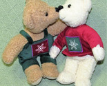 HALLMARK CHRISTMAS KISSING TEDDY BEARS MAGNETIC NOSES STUFFED ANIMAL PLU... - $11.34