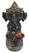 Baby Ganesh 88284 Sitting on Ottoman Black Red Gold 6.25&quot; H Resin - £20.95 GBP