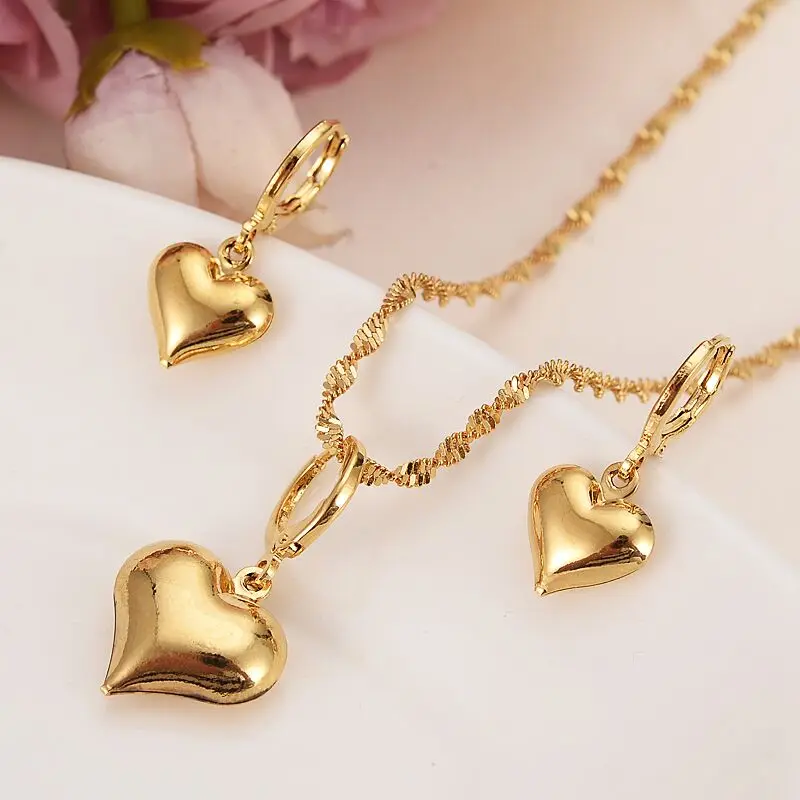 24 k Yellow Solid Gold Filled Lovely Slipper Pendant Necklaces earrings Women gi - £19.19 GBP