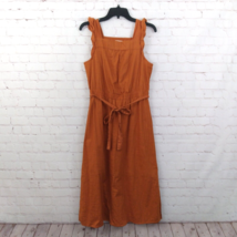 Universal Thread Dress Womens Small Orange Sleeveless Belted Midi Cotton Casual - £19.70 GBP