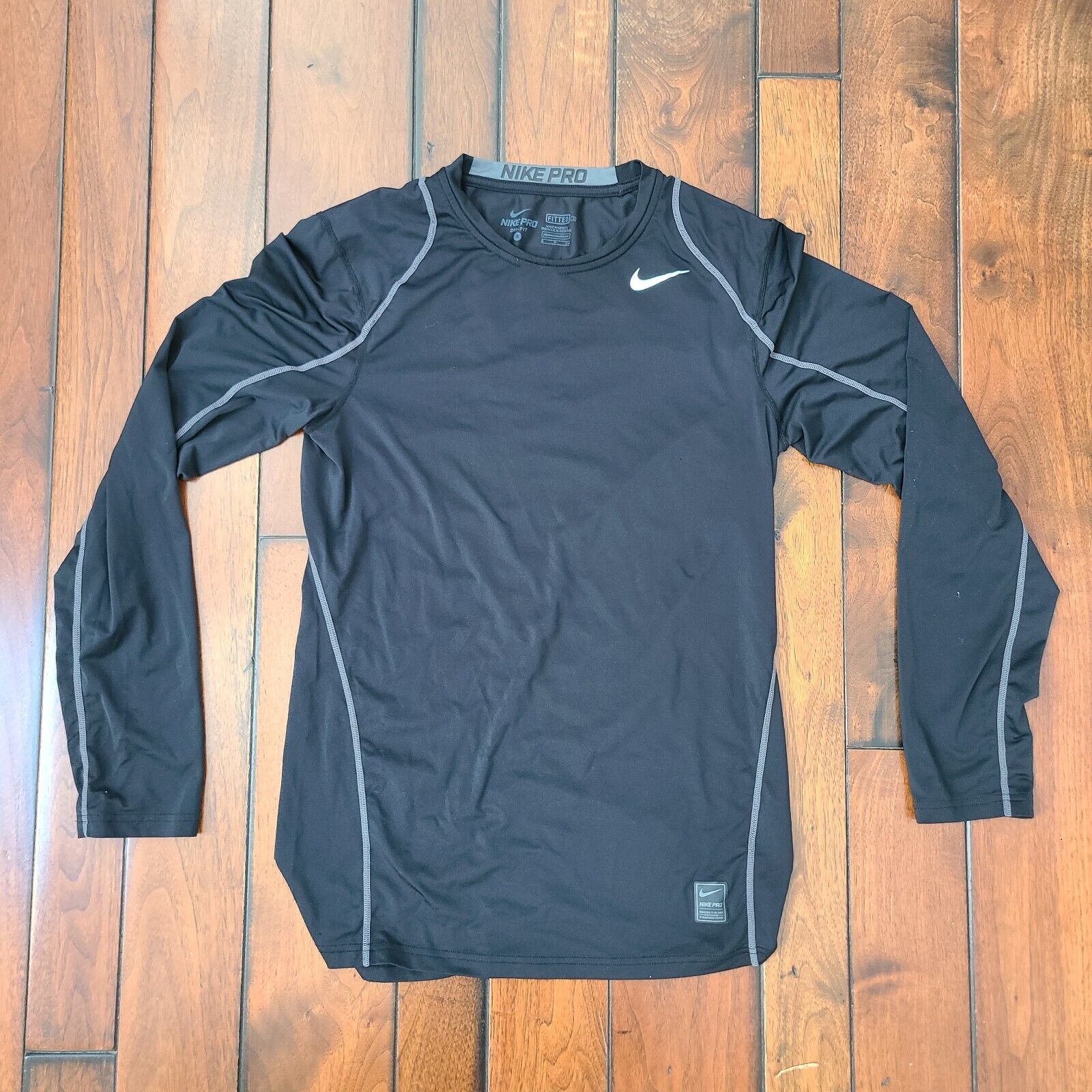 Primary image for NIKE Pro Long Sleeve T Shirt Fitted DriFit Pro Cool Stretch Black Men's Small S
