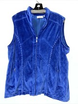 Quacker Factory Women&#39;s Vest Royal Blue w/ Sequins Zip Front Size 1X - £23.36 GBP