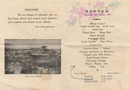 The Fujiya Hotel Japan Supper Menu March 4 1950 Vintage Miyanoshita - £7.75 GBP